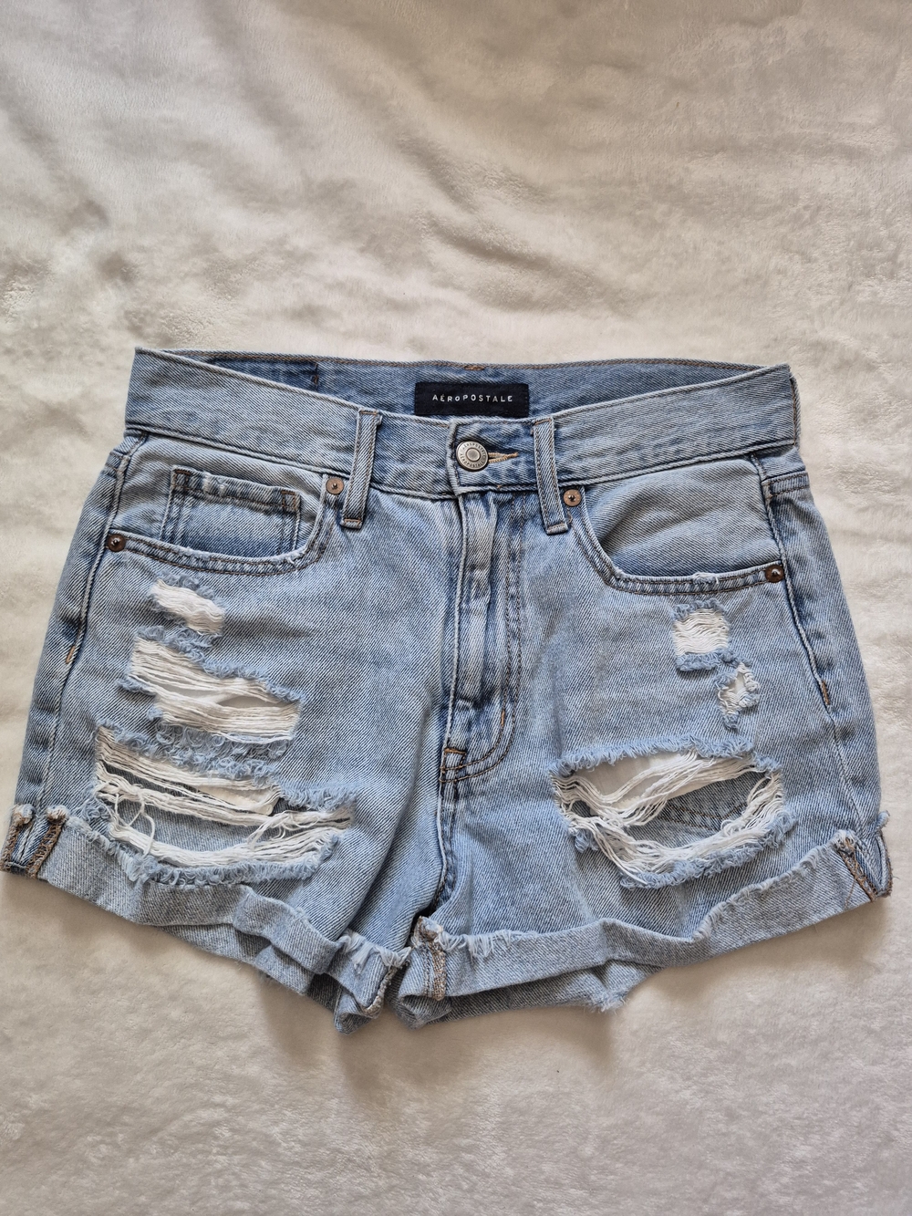 Aeropostale Light Wash Distressed Denim Shorts